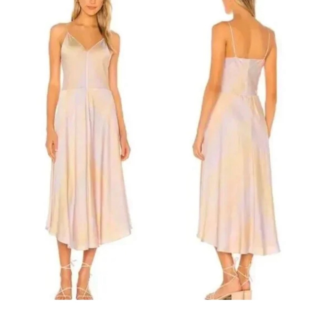 Vince Pastel Rainbow Spaghetti Strap Midi Dress